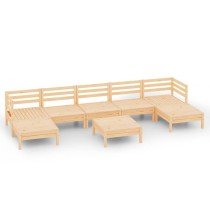 8 Piece Garden Lounge Set White Solid Wood Pine
