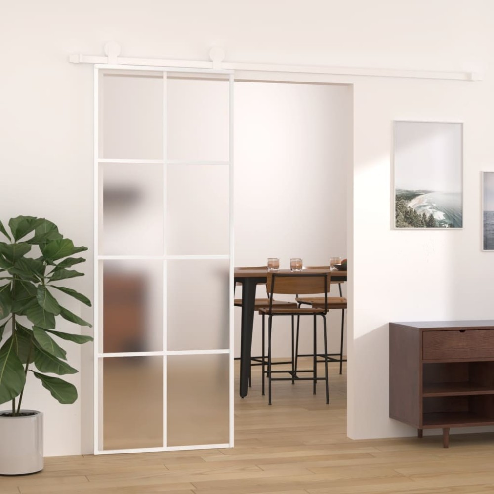 Sliding Door Black 90x205 cm Tempered Glass and Aluminium