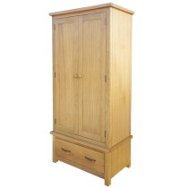 Kleiderschrank mit 1 Schublade 90x52x183 cm Massivholz Eiche