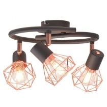 Ceiling Lamp with 2 Spotlights E14 Black and Copper