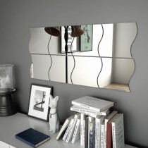 Wall Mirrors 8 pcs 20x20 cm Wave Glass