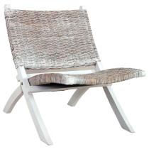 Relaxing Chair Black Natural Kubu Rattan and Solid Mahogany Wood