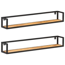 Wall Shelves 2 pcs 110x17x17 cm Solid Wood Acacia and Iron