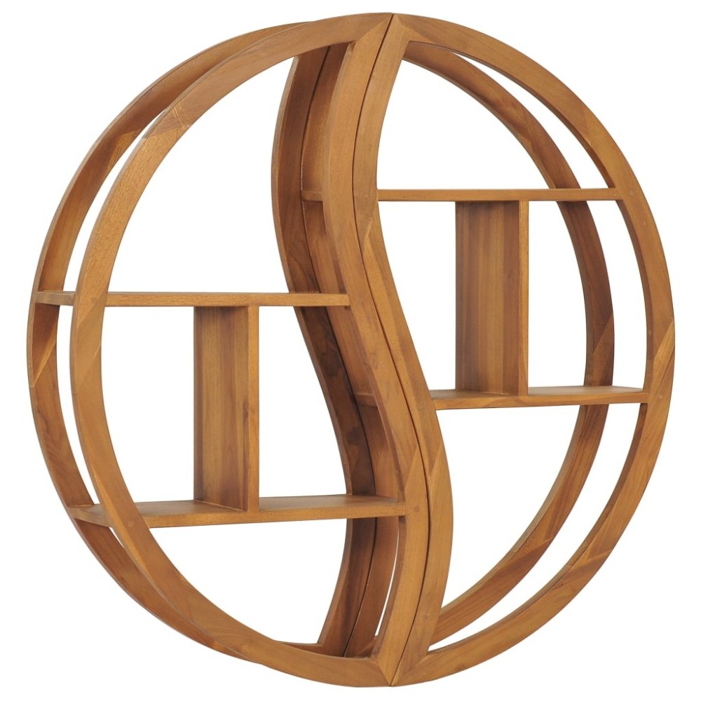 Yin Yang Wall Shelf 60x15x60 cm Solid Teak Wood