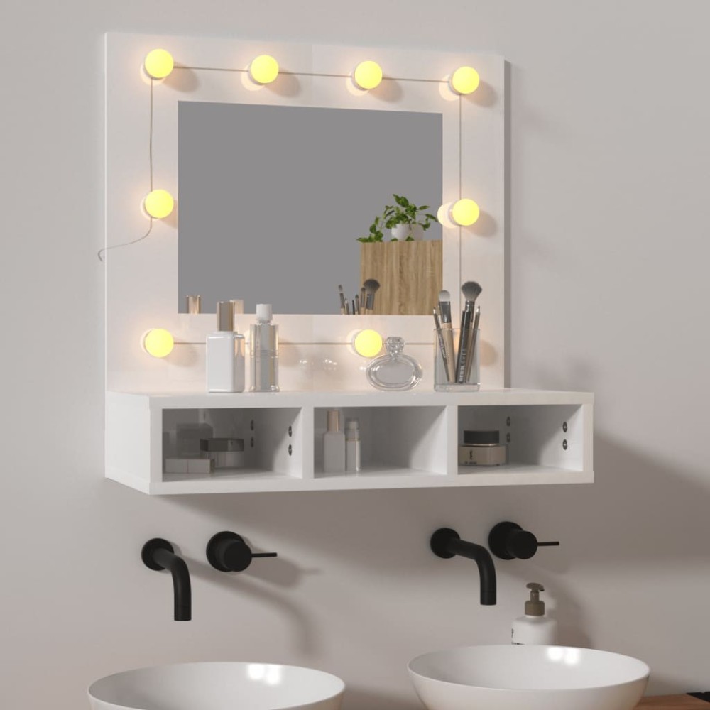 Mirror Cabinet with LED Black 60x31.5x62 cm