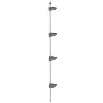 4-Tier Telescopic Shower Corner Shelf Silver Aluminium