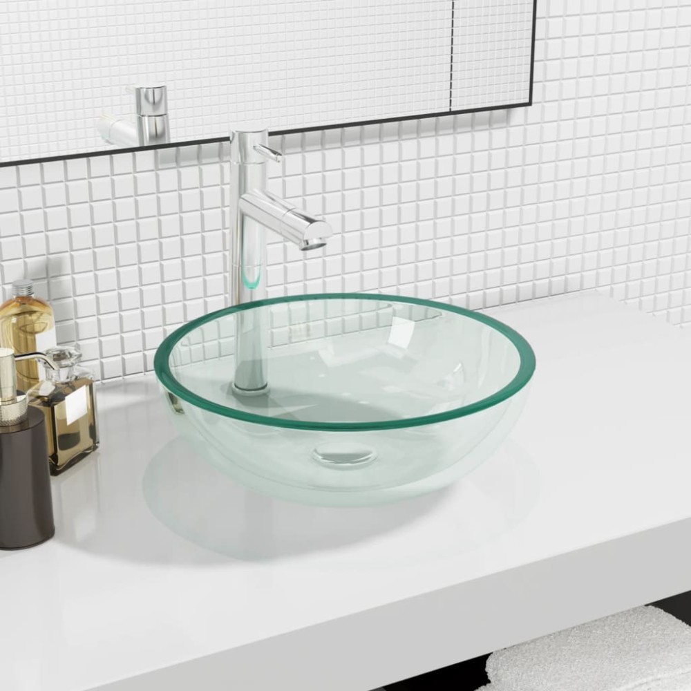 Basin Tempered Glass 42x14 cm Blue