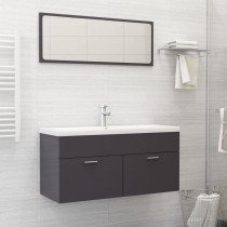 2 Piece Bathroom Furniture Set Concrete Grey Engineered Wood