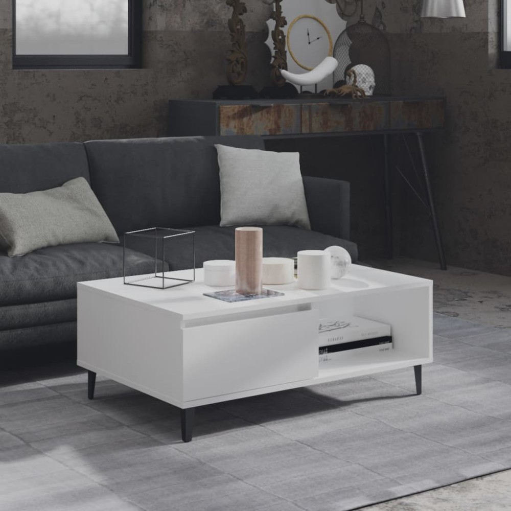 Couchtisch Hochglanz-Weiß 90x60x35 cm Holzwerkstoff
