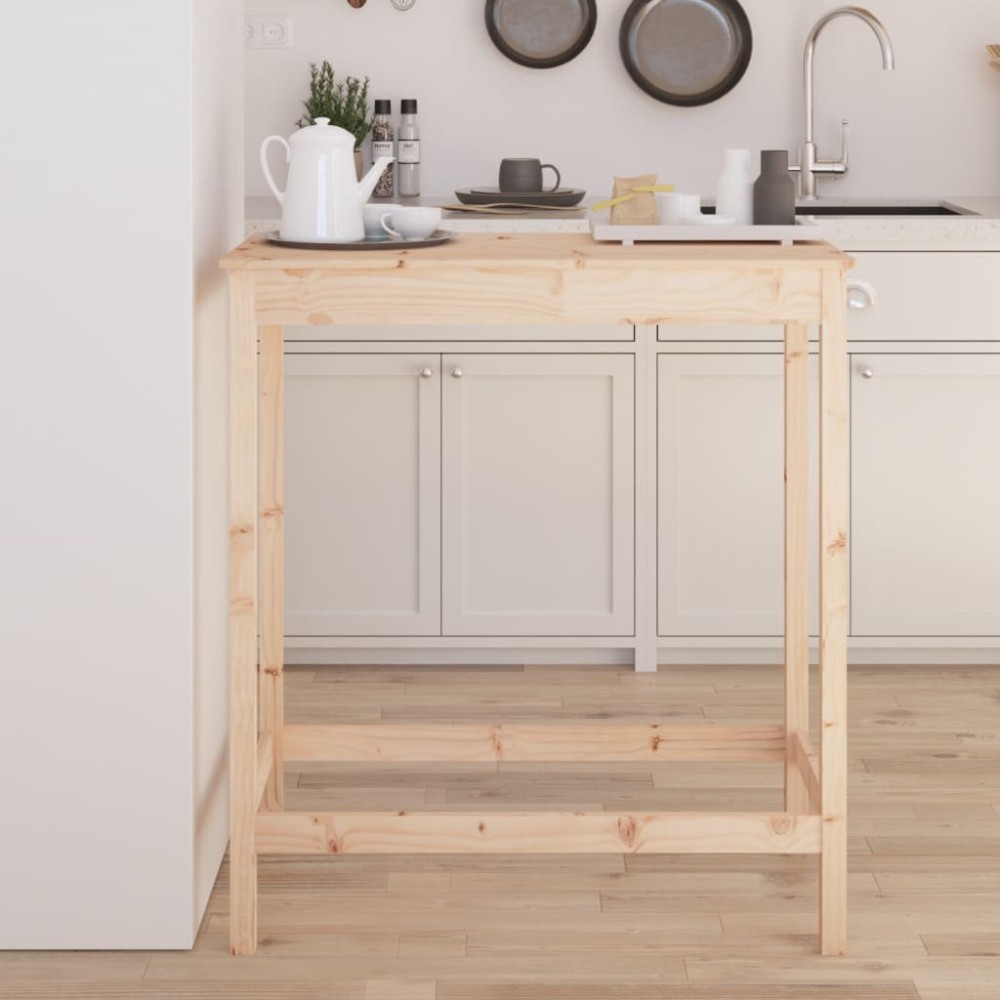 Bar Table White 100x50x110 cm Solid Wood Pine