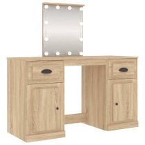 Dressing Table with LED Brown Oak 130x50x132.5 cm