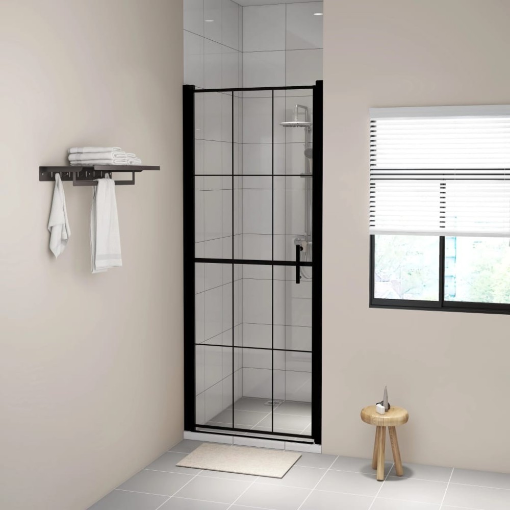 Shower Door Tempered Glass 100x178 cm Black