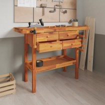 Workbench with Drawers and Vices 124x52x83 cm Solid Wood Acacia