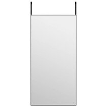 Türspiegel Schwarz 30x100 cm Glas und Aluminium