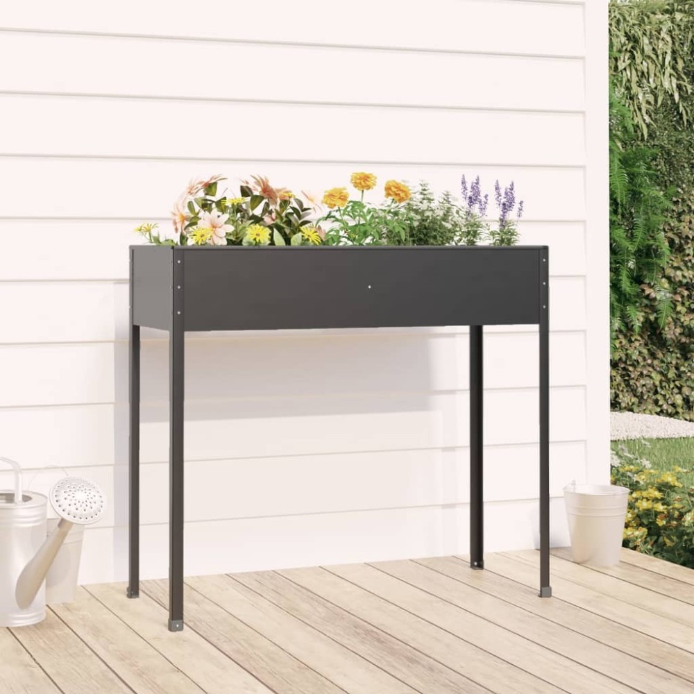 Garden Planter Anthracite 100.5x40.5x90 cm Galvanised Steel