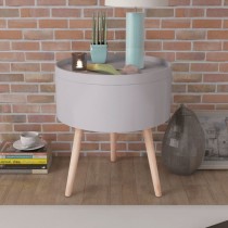 Side Table with Serving Tray Round 39.5x44.5 cm White
