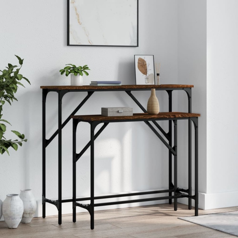 Console Tables 2 pcs Smoked Oak Engineered Wood