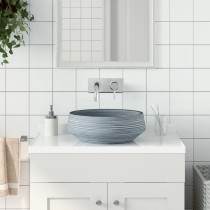 Countertop Basin White and Blue Round Î¦41x14 cm Ceramic