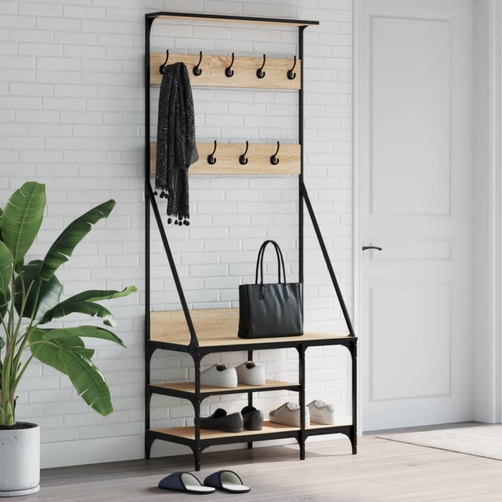 Clothes Rack with Shoe Storage Grey Sonoma 80x40x184 cm