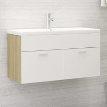 Sink Cabinet with Built-in Basin High Gloss White Engineered Wood