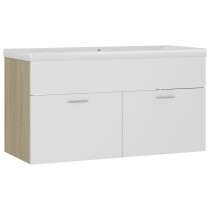 Sink Cabinet with Built-in Basin High Gloss White Engineered Wood