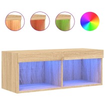 TV-Schrank mit LED-Leuchten Sonoma-Eiche 80x30x30 cm