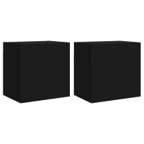 TV Wall Cabinets 2 pcs Black 40.5x30x40 cm Engineered Wood