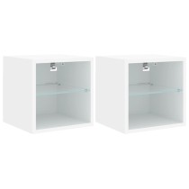 TV Wall Cabinets with LED Lights 2 pcs White 30x28.5x30 cm