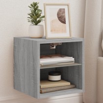TV Wall Cabinet with LED Lights Grey Sonoma 30x28.5x30 cm