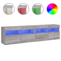 TV Wall Cabinets with LED Lights 2 pcs Grey Sonoma 80x30x40 cm