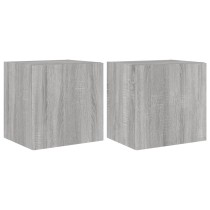 TV Wall Cabinets with LED Lights 2 pcs Grey Sonoma 40.5x35x40 cm