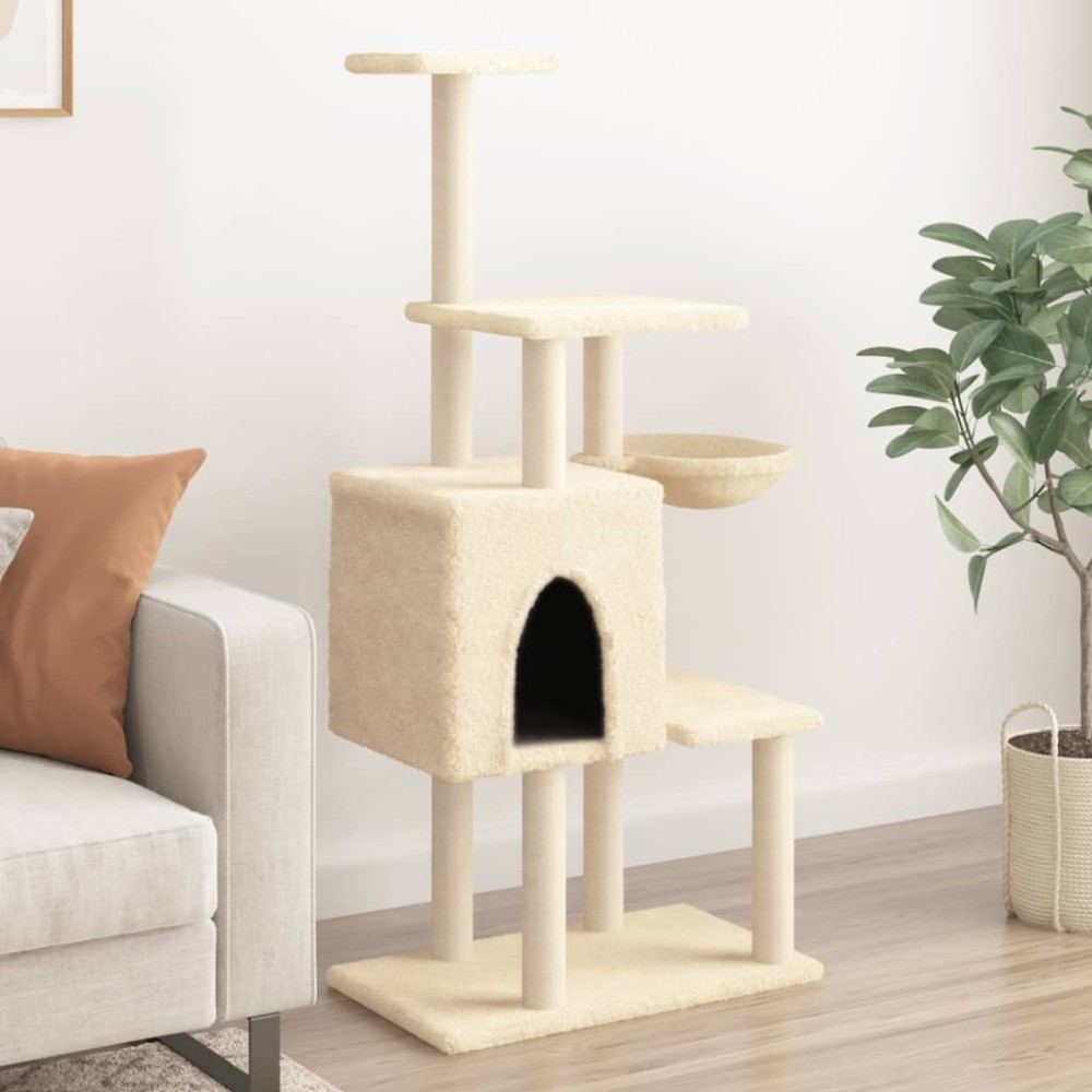 Cat Tree with Sisal Scratching Posts Light Grey 131 cm