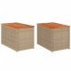 Garden Side Tables 2pcs Beige 55x34x37cm Poly Rattan Solid Wood