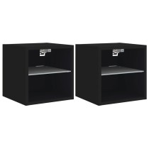 TV Wall Cabinets with LED Lights 2 pcs Black 30x28.5x30 cm
