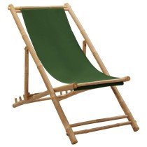 Outdoor Deck Chair Bamboo and Canvas