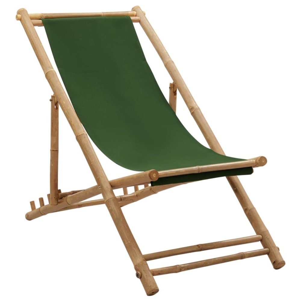 Outdoor Deck Chair Bamboo and Canvas
