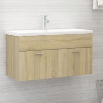 Sink Cabinet with Built-in Basin High Gloss White Engineered Wood