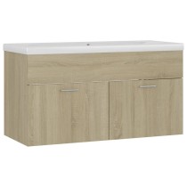 Sink Cabinet with Built-in Basin High Gloss White Engineered Wood