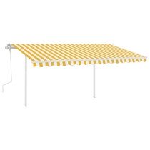 Markise Manuell Einziehbar mit Pfosten 3x2,5 m Blau & Weiß