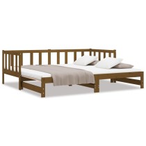 Pull-out Day Bed Grey 2x(80x200) cm Solid Wood Pine