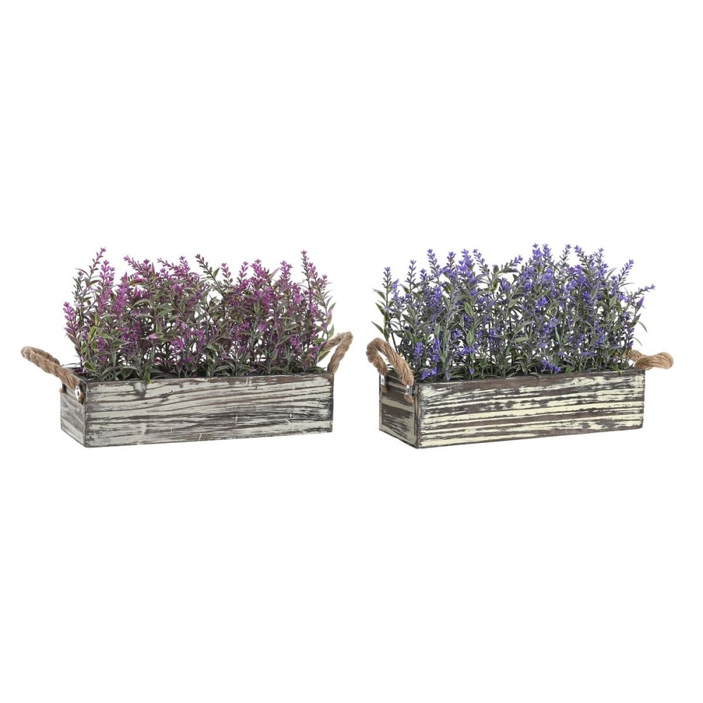 Decorative Plant DKD Home Decor 30 x 12 x 21 cm Wood Lilac Polyethylene Fuchsia (2 Units)