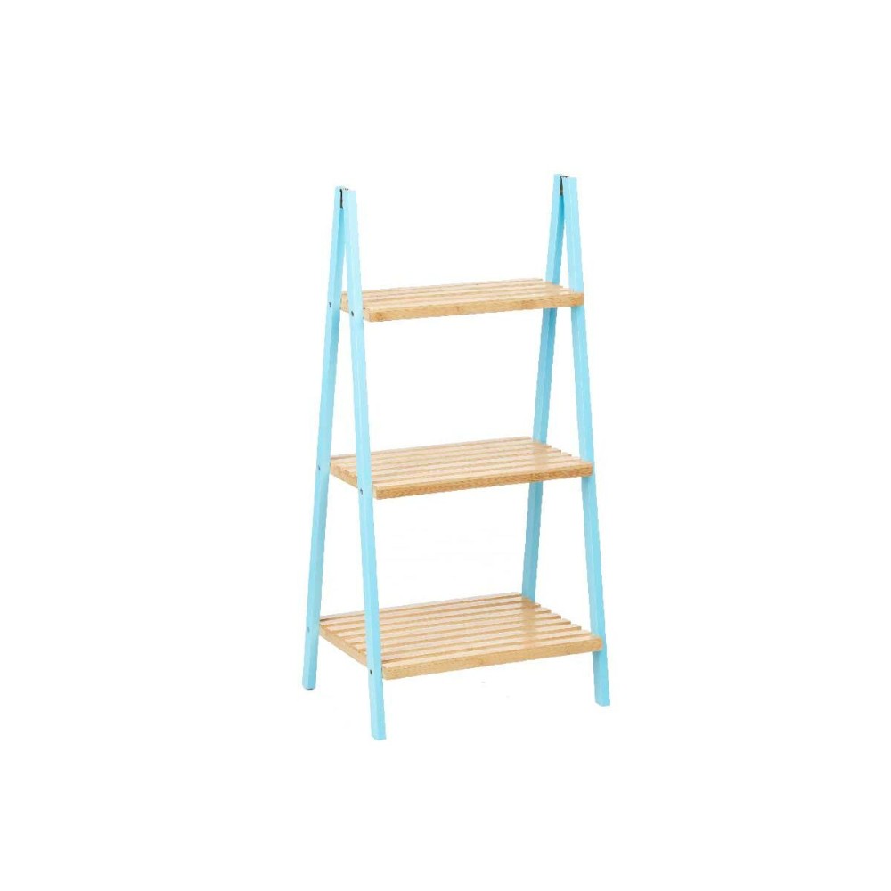 Bathroom Shelves Blue Natural Bamboo Pine 40,3 x 81,5 x 30 cm