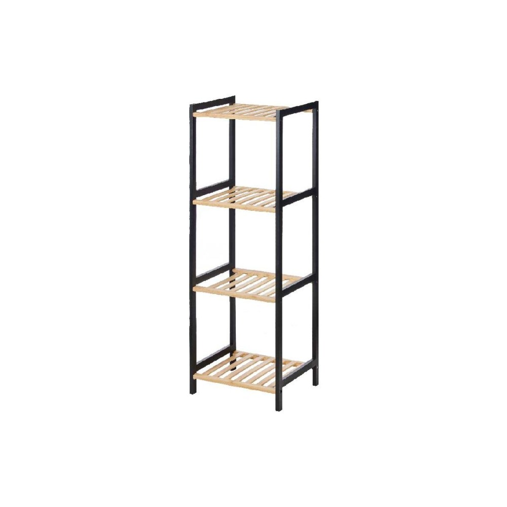 Bathroom Shelves 35 x 30 x 100 cm Black Natural Bamboo Pine